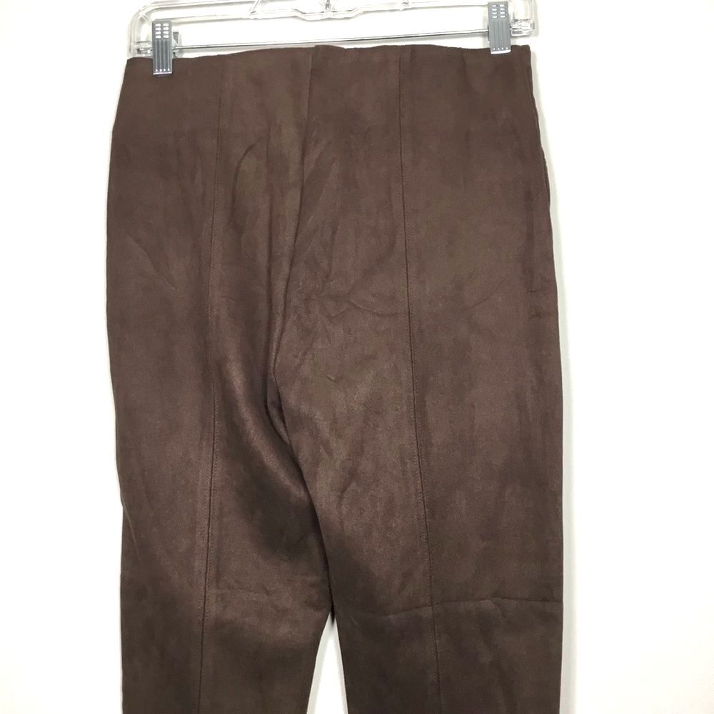 Brown faux suede stretchy pants gold tone buttons waist 28” western cowgirl S - Picture 5 of 7
